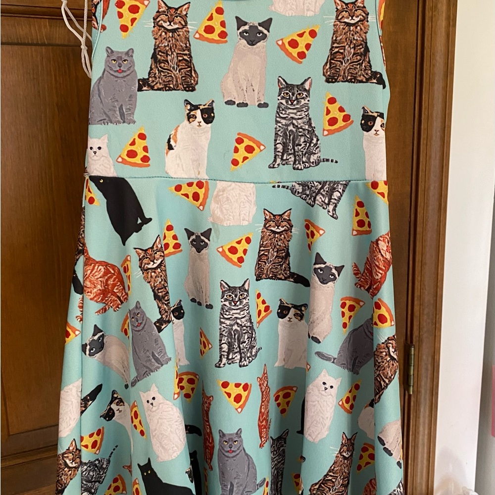 Cat and Pizza Pattern Dress